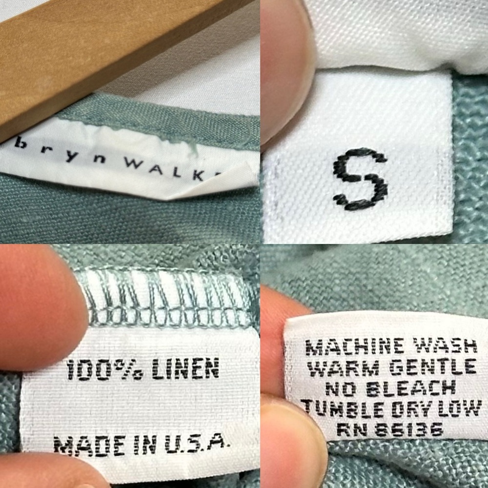 BRYN WALKER Dusty Teal Blue Boxy Slub Knit 100% Linen Top Small - Picture 9 of 10